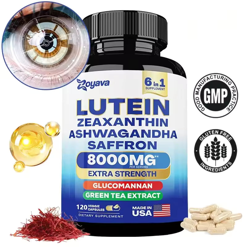 Lutein and Zeaxanthin Supplement - Eye Vitamins for Adults Eye Health Supplement with Glucomannan, Ashwagandha for Vision & Eyes