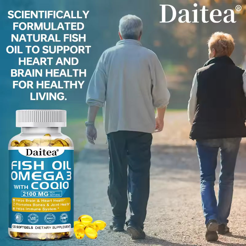 Fish Oil Softgels, EPA + DHA, Support Cardiovascular and Heart Health, Balance Mood, Blood Pressure, 30/60/120 Capsules