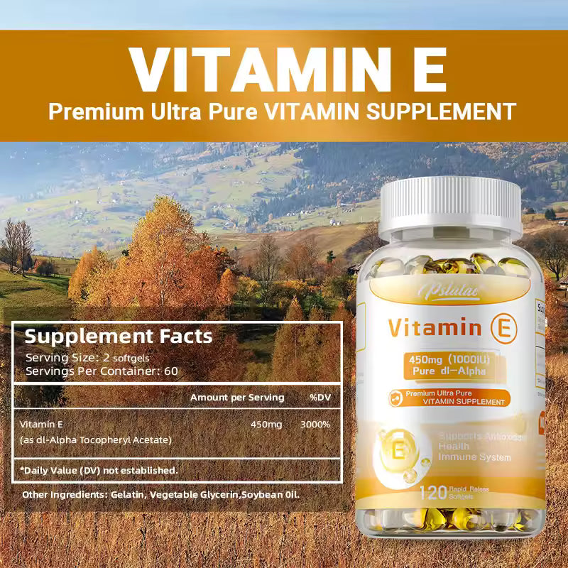 Vitamin E - Reduces Fine Lines and Wrinkles, Increases Skin Elasticity, Supports Anti-aging, Improves Skin Hydration, Eye Health