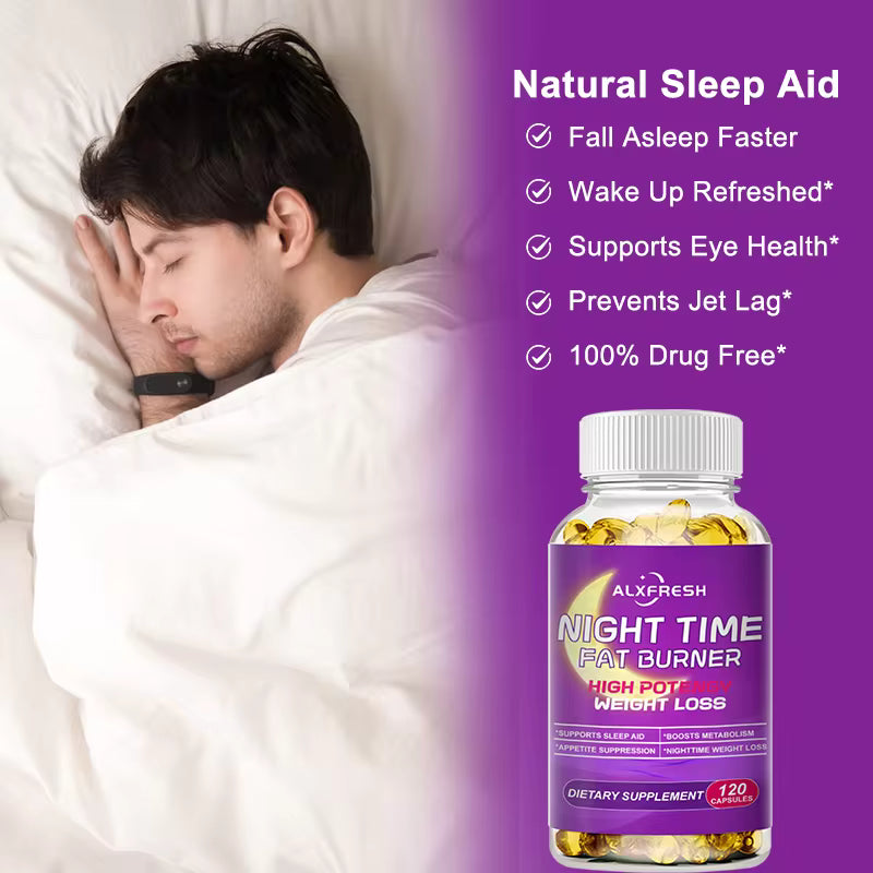 Nighttime Sleep Capsules Improve Sleep Quality Relieve Anxiety Relax Nerves Suppress Appetite Boosts Metabolism Manage Weight