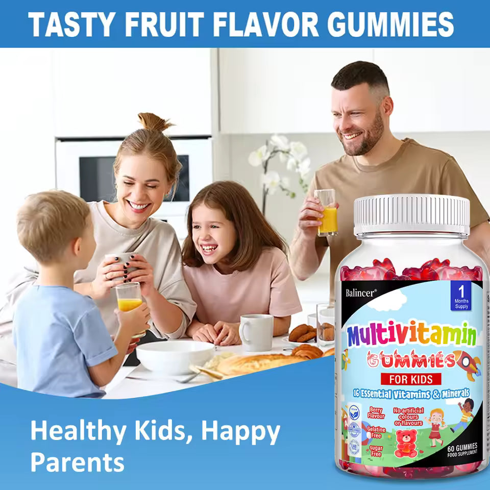 Kids Multivitamin Gummies - 16 Essential Vitamins and Minerals - Supports Healthy Growth & Development