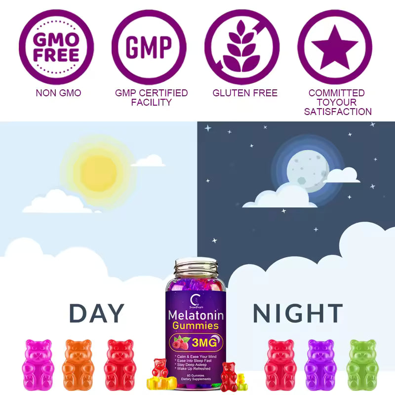 GPGP Greenpeople Melatonin Gummies Anxiety Stress Relief Help Sleep Save Insomnia Body clock adjustment For Adult and children