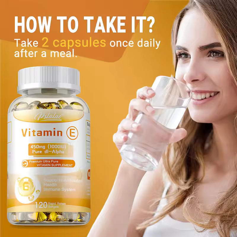 Vitamin E - Reduces Fine Lines and Wrinkles, Increases Skin Elasticity, Supports Anti-aging, Improves Skin Hydration, Eye Health