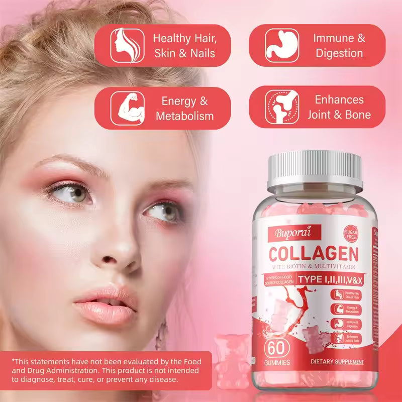 Collagen Gummies - Brighten Skin Tone, Whiten and Anti-aging, Anti-oxidation, Enhance Immunity, Anti-wrinkle
