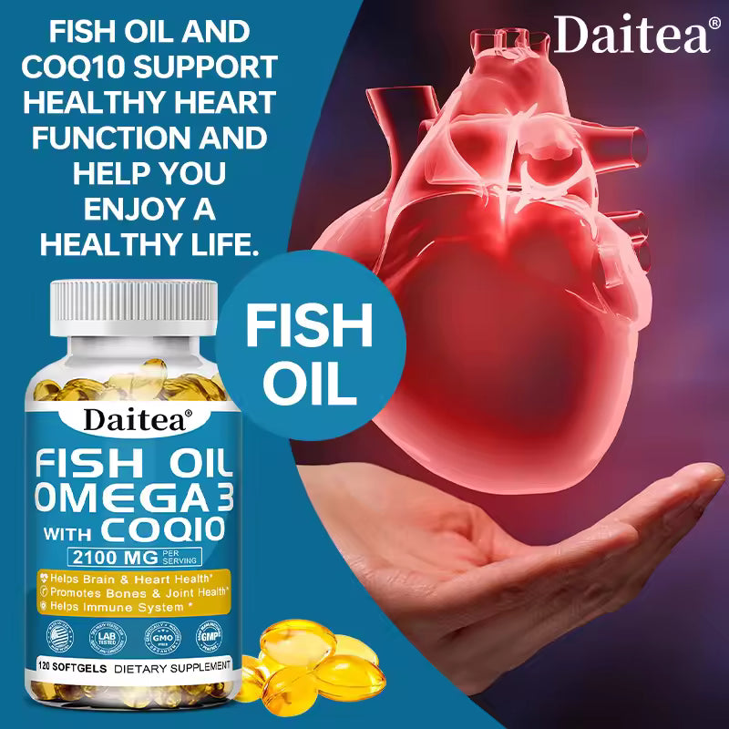 Fish Oil Softgels, EPA + DHA, Support Cardiovascular and Heart Health, Balance Mood, Blood Pressure, 30/60/120 Capsules