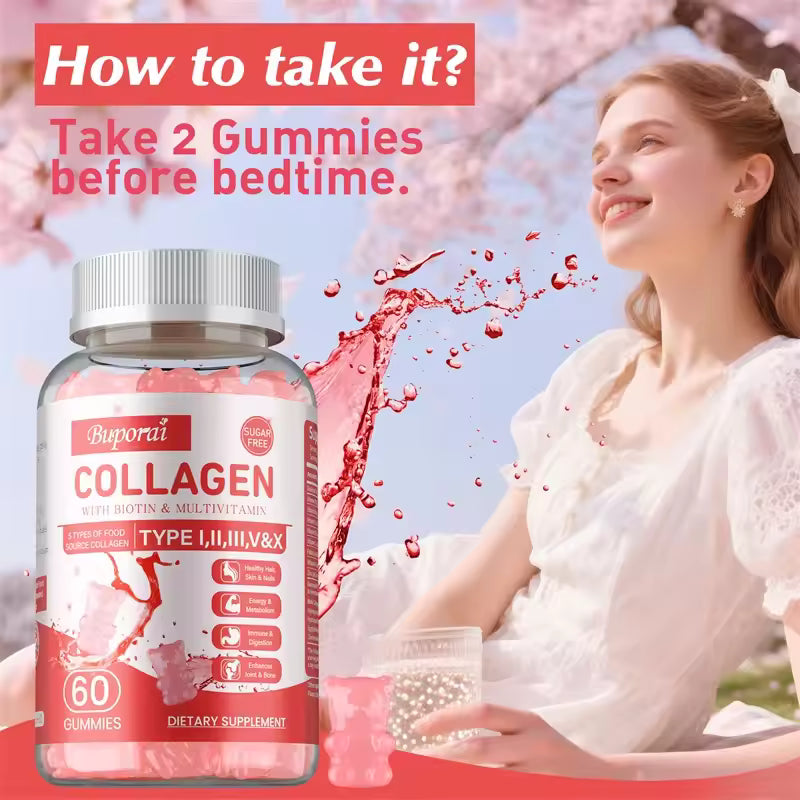 Collagen Gummies - Brighten Skin Tone, Whiten and Anti-aging, Anti-oxidation, Enhance Immunity, Anti-wrinkle
