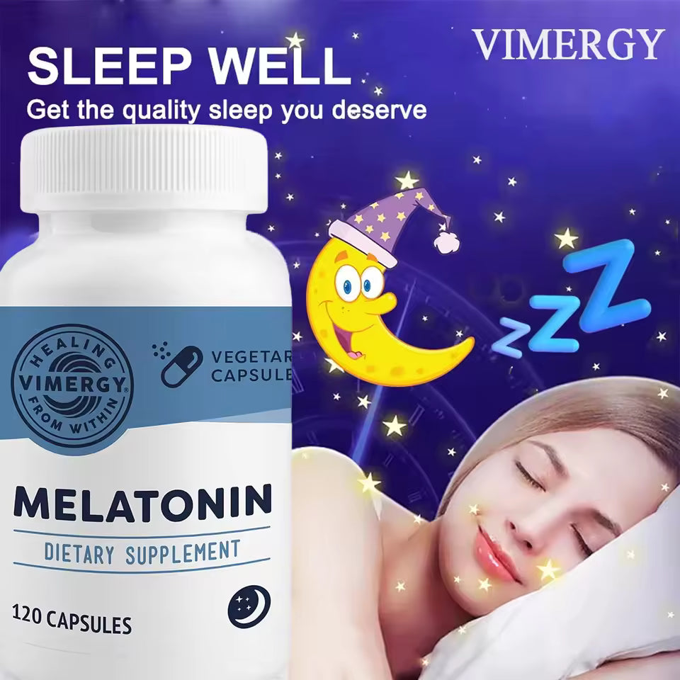 Melatonin Supplement Capsules 5mg - Helps To Relax and Promote Healthy Sleep, Regulate Sleep Schedule and Reduce Stress