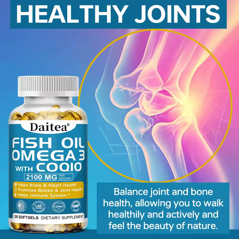 Fish Oil Softgels, EPA + DHA, Support Cardiovascular and Heart Health, Balance Mood, Blood Pressure, 30/60/120 Capsules