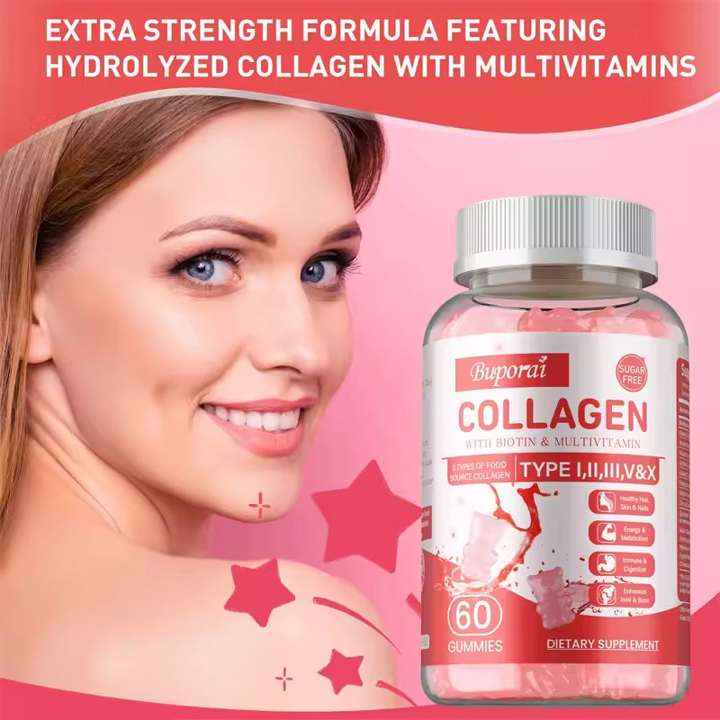Collagen Gummies - Brighten Skin Tone, Whiten and Anti-aging, Anti-oxidation, Enhance Immunity, Anti-wrinkle