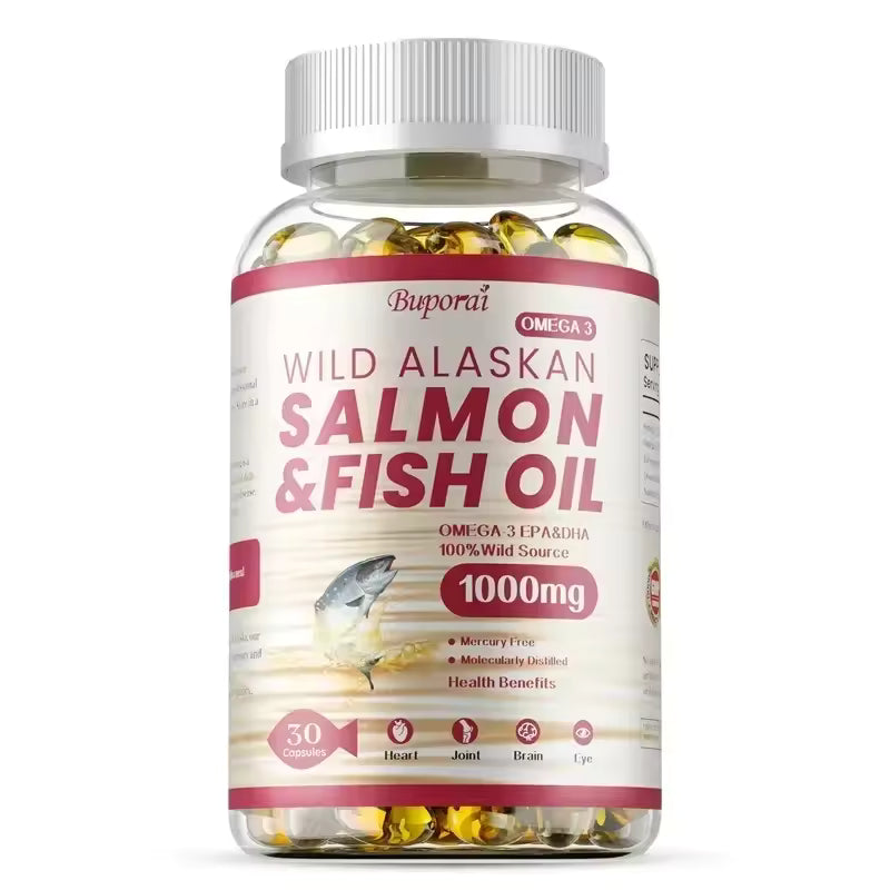 Salmon Fish Oil - Rich in EPA+DHA, Supports Joint, Brain and Eye Health, Enhances Immune Function, and Antioxidant
