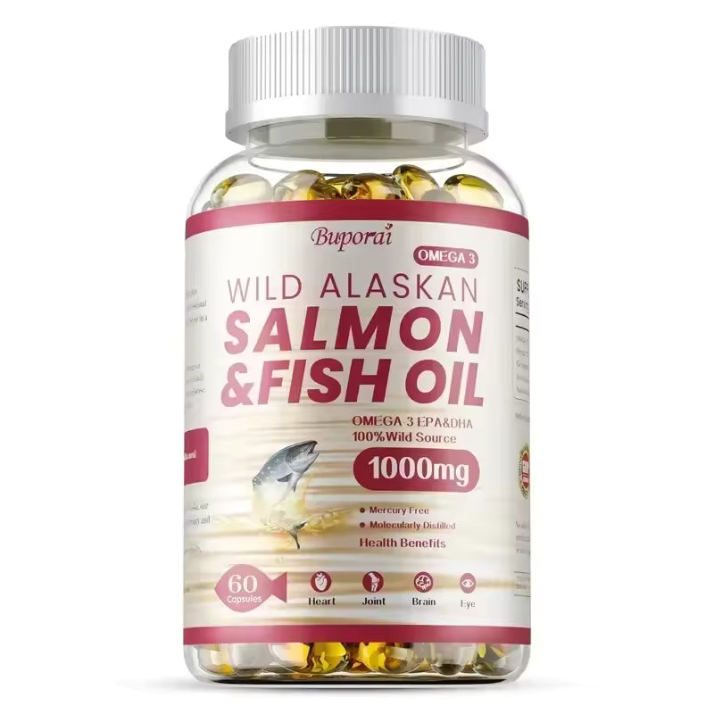 Salmon Fish Oil - Rich in EPA+DHA, Supports Joint, Brain and Eye Health, Enhances Immune Function, and Antioxidant