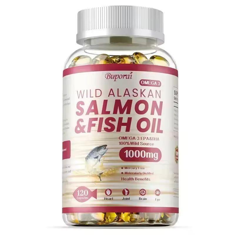 Salmon Fish Oil - Rich in EPA+DHA, Supports Joint, Brain and Eye Health, Enhances Immune Function, and Antioxidant