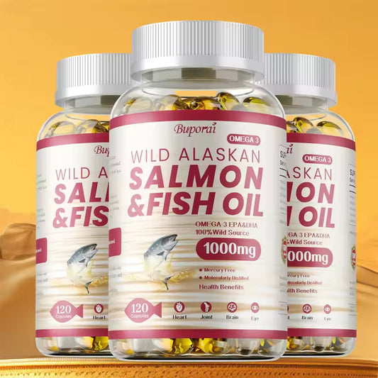 Salmon Fish Oil - Rich in EPA+DHA, Supports Joint, Brain and Eye Health, Enhances Immune Function, and Antioxidant