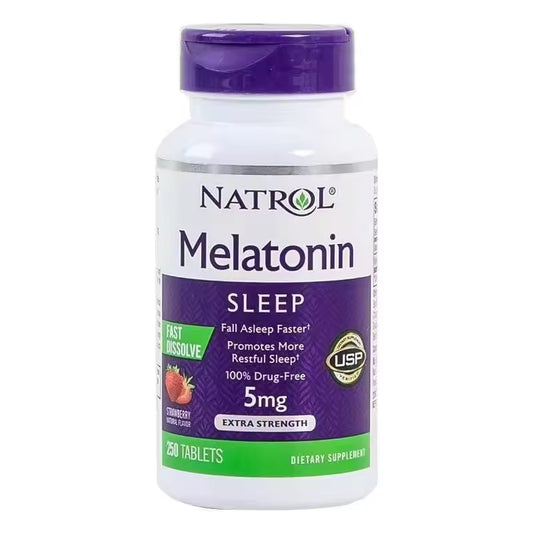 2pcs Natrol Melatonin Melatonin Melatonin 5mg Pineal Sleep Aid Tablets Strawberry Flavour 250 Capsules