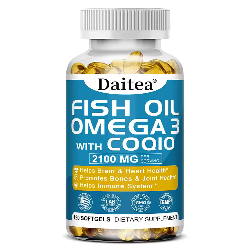 Fish Oil Softgels, EPA + DHA, Support Cardiovascular and Heart Health, Balance Mood, Blood Pressure, 30/60/120 Capsules